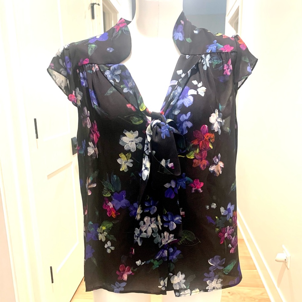 Designer Milly Silk Floral black Top + Spring